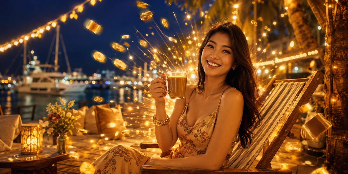 Suasana meja kasino di Langkawi dengan pemain poker bertaruh dalam gaya Melayu moden